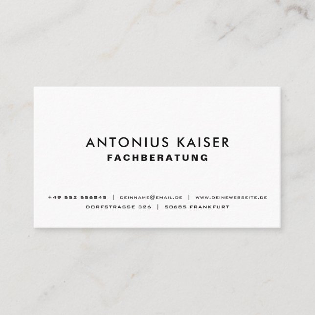 Tarjeta De Visita Weiße professionelle einfarbige elegante moderne  (Anverso)