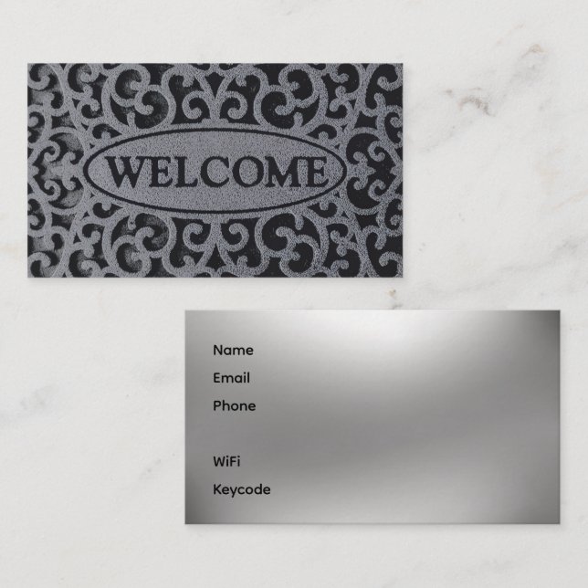 Tarjeta De Visita Welcome Mat Vacation Rentals Business Card (Anverso / Reverso)