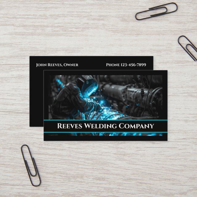 Tarjeta De Visita Welder Fabricator Contractor Service Business Card (Anverso/Reverso In Situ)