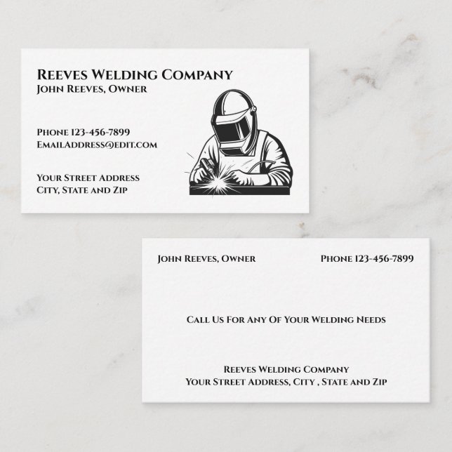Tarjeta De Visita Welder Fabricator Contractor Service Business Card (Anverso / Reverso)
