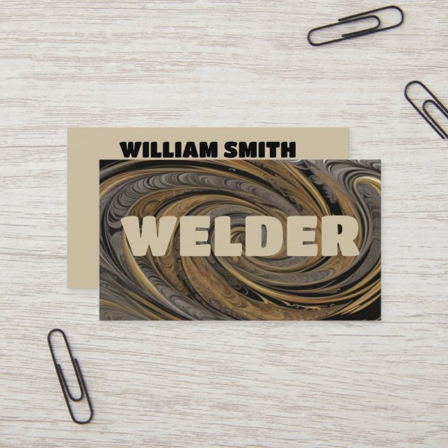 Tarjeta De Visita Welder Gold y Black Business Card (Anverso/Reverso In Situ)