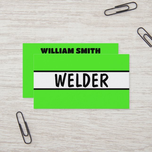 Tarjeta De Visita Welder Neon Green (Anverso/Reverso In Situ)