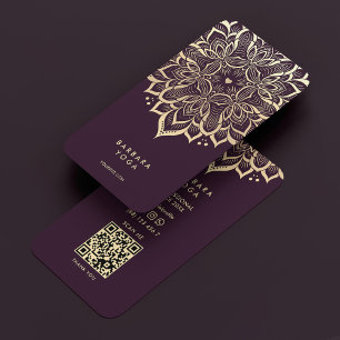 Tarjeta De Visita Wellness Coach Luxury Purple Gold Mandala