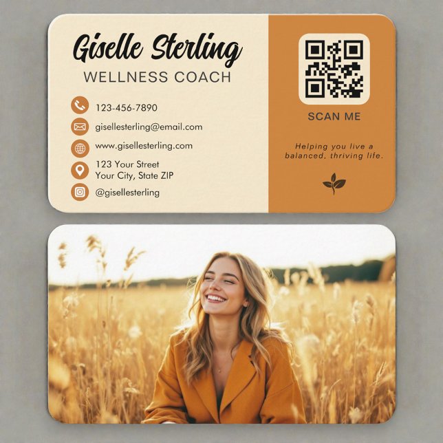 Tarjeta De Visita Wellness Coach Photo QR Code (Subido por el creador)