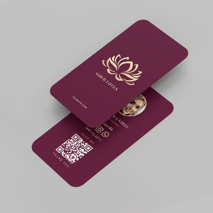 Tarjeta De Visita Wellness Spa Hair Beauty Esthetician Gold Lotus