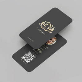 Tarjeta De Visita Wellness Spa Hair Beauty Esthetician Gold Lotus