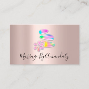 Tarjeta De Visita Wellness Spa Masaje Terapia Reflexología Rosa Ros