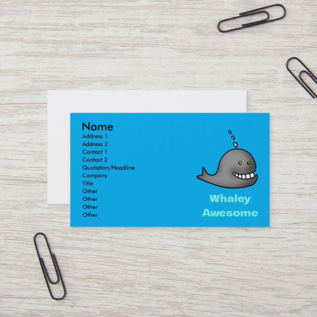 Tarjeta De Visita Whaley Awesome Funny Whale Pun Design (Anverso/Reverso In Situ)