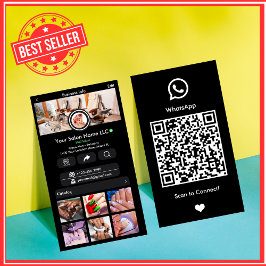 Tarjeta De Visita WhatsApp Black Nail Salon Social Media QR