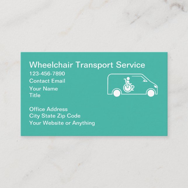 Tarjeta De Visita Wheelchair Medical Transport Business Cards (Anverso)