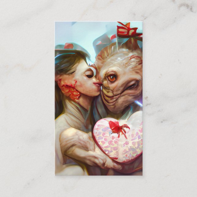 Tarjeta De Visita Whimsical Alien Romance (Anverso)