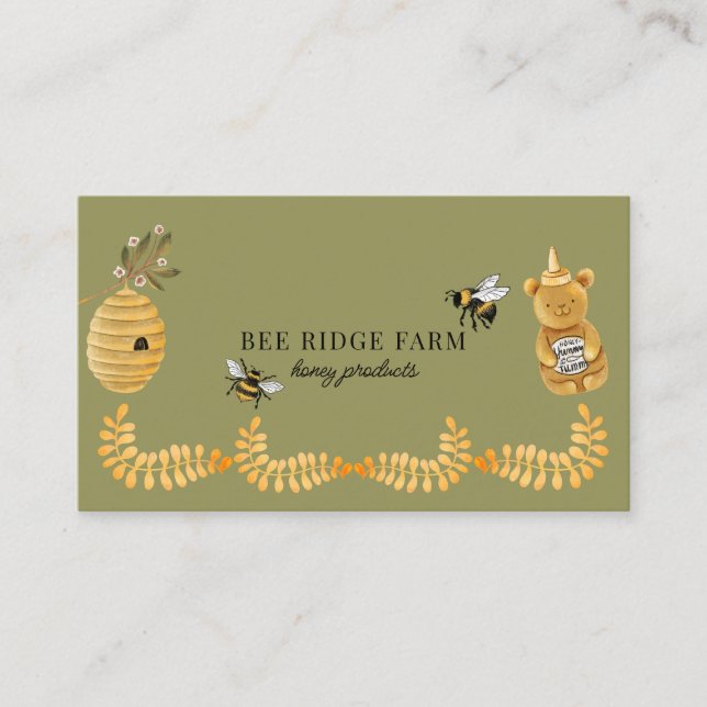 Tarjeta De Visita Whimsical apiary Beekeeper Honey Products (Anverso)