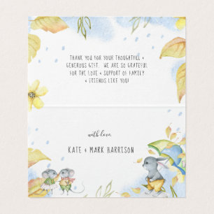 Tarjeta De Visita Whimsical Autumn Animals Baby Shower Gracias