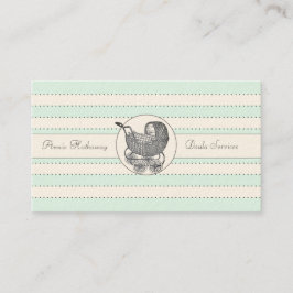 Tarjeta De Visita Whimsical Baby Buggy Blue Green Birting Services