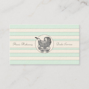 Tarjeta De Visita Whimsical Baby Buggy Blue Green Birting Services