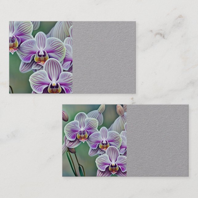 Tarjeta De Visita Whimsical Boho Soft Pastel Orchids Triptych (Anverso / Reverso)