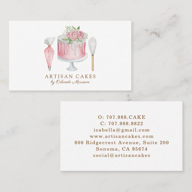 Tarjeta De Visita Whimsical Cake Baker Bakery (Anverso / Reverso)