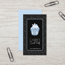 Tarjeta De Visita Whimsical Celestial Blue Moon Cupcake