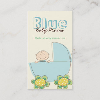 Tarjeta De Visita Whimsical Cerdo Bebé En El Pram Azul Moda Moderna