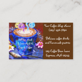Tarjeta De Visita Whimsical Cup of Coffee Espresso Latte Shop