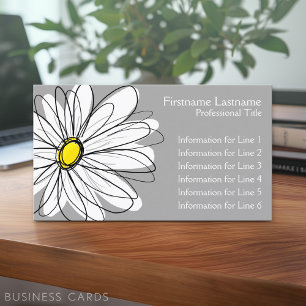 Tarjeta De Visita Whimsical Daisy - gris amarillo