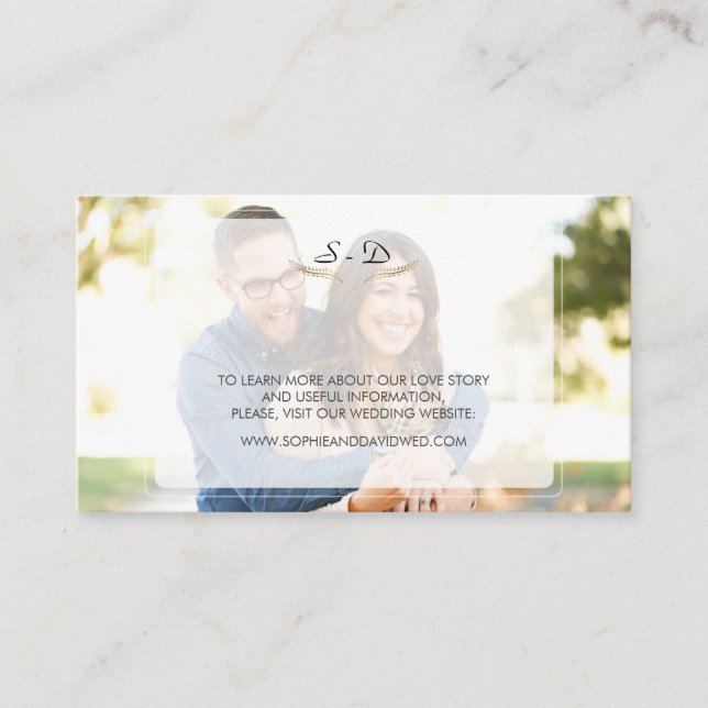 Tarjeta De Visita Whimsical Faded Photo Boda Website (Anverso)