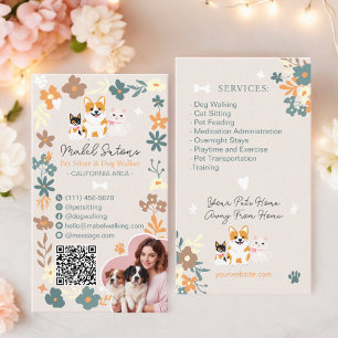 Tarjeta De Visita Whimsical floral lindo mascota de boho sirvienta p