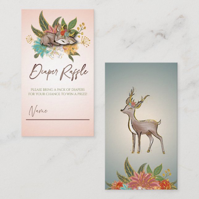 Tarjeta De Visita Whimsical Forest Woodland Oh Baby Deer Animal Game (Anverso / Reverso)
