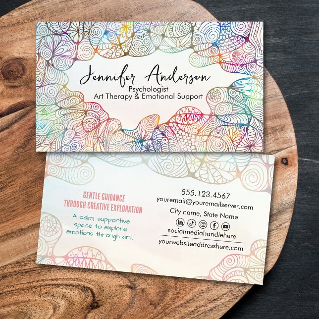 Tarjeta De Visita Whimsical Hand-Drawn Art Therapist  (Subido por el creador)
