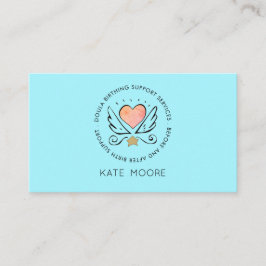 Tarjeta De Visita Whimsical Heart Wings Doula O Enseñanza De Nacimie