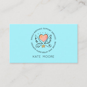 Tarjeta De Visita Whimsical Heart Wings Doula O Enseñanza De Nacimie