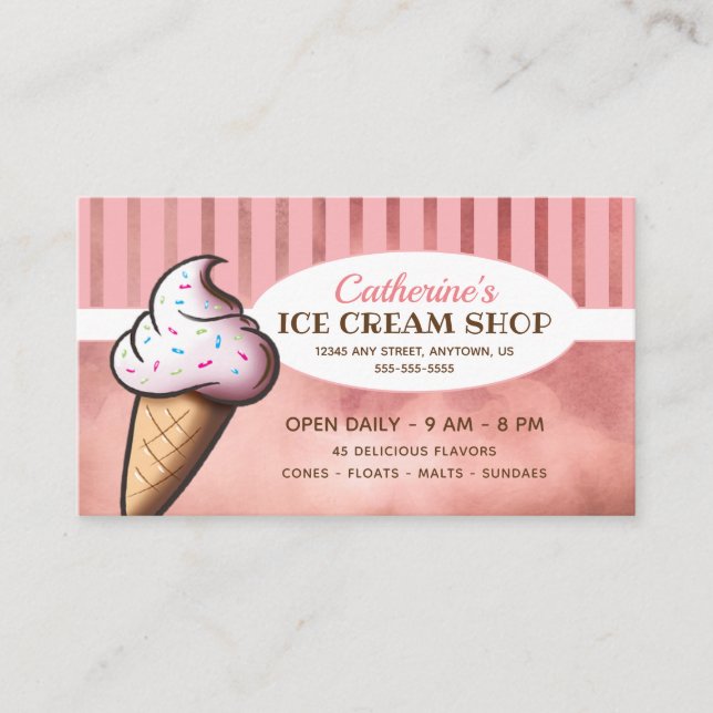 Tarjeta De Visita Whimsical Ice Cream Cone | Tienda de helados (Anverso)