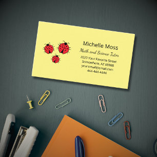 Tarjeta De Visita Whimsical Ladybugs Yellow Professional Educator