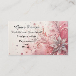 Tarjeta De Visita Whimsical Pink Sparkle Freelling Storyteller