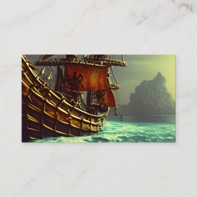Tarjeta De Visita Whimsical Pirate Ship Triptych (Anverso)