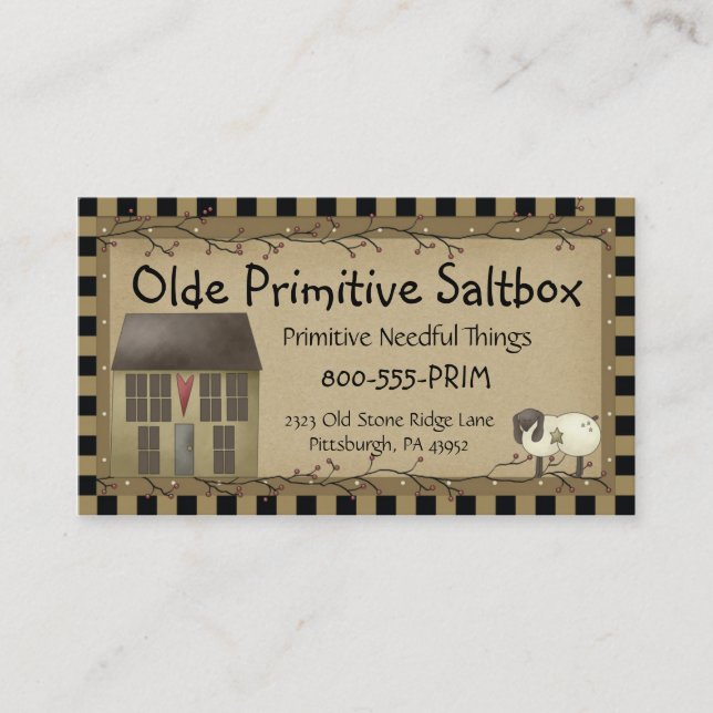 Tarjeta De Visita Whimsical Primitive Saltbox House Business Card (Anverso)