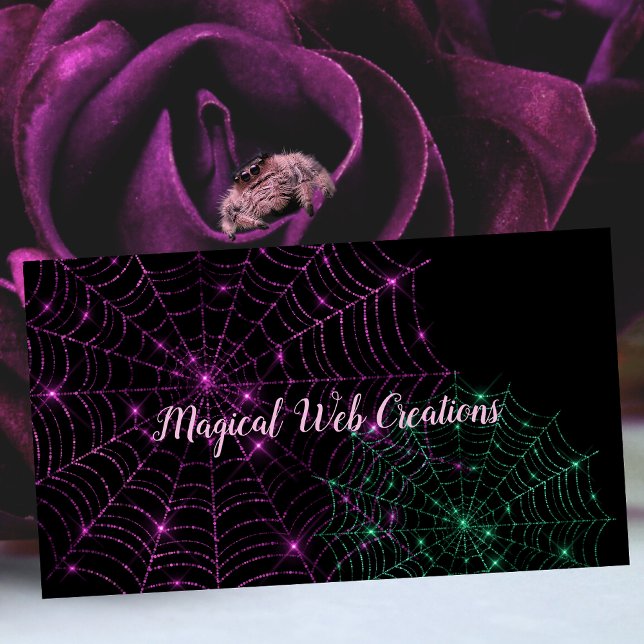 Tarjeta De Visita Whimsical Spider Web Mascota Shop Breeder Service (Subido por el creador)