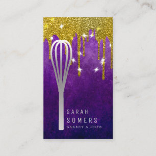 Tarjeta De Visita Whisk Bakery, Purpurina de oro moderno