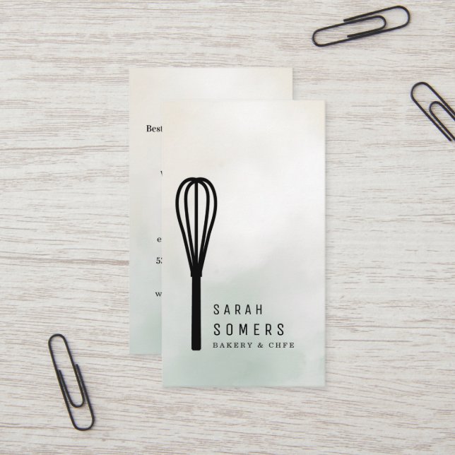 Tarjeta De Visita Whisk Bakery, Purpurina de oro moderno (Anverso/Reverso In Situ)