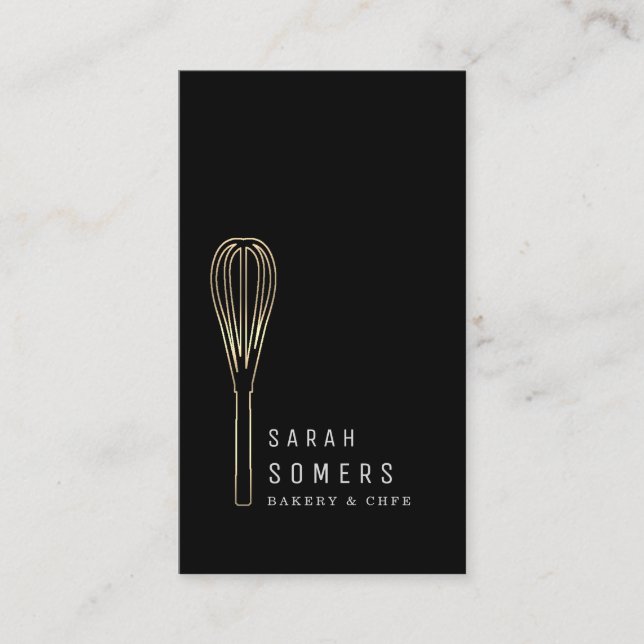 Tarjeta De Visita Whisk Bakery, Purpurina de oro moderno (Anverso)
