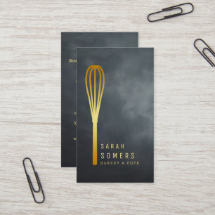 Tarjeta De Visita Whisk Bakery, Purpurina de oro moderno