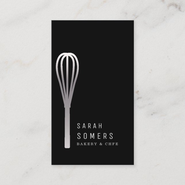 Tarjeta De Visita Whisk Bakery, Purpurina de oro moderno (Anverso)