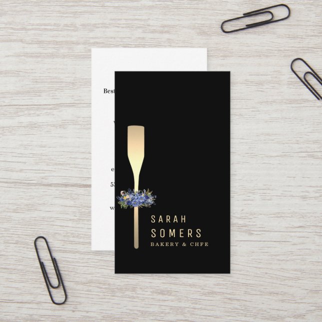 Tarjeta De Visita Whisk Bakery, Purpurina de oro moderno (Anverso/Reverso In Situ)