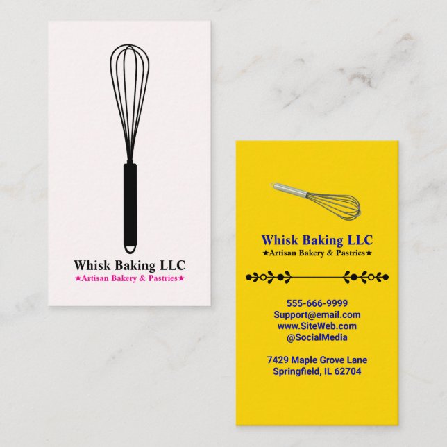 Tarjeta De Visita Whisk Chef & Caterer at the Bakery | Blush & Gold (Anverso / Reverso)