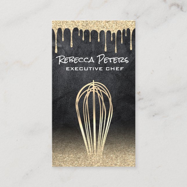 Tarjeta De Visita Whisk Gold | Deriva de Purpurina de oro (Anverso)