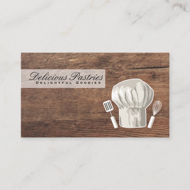 Tarjeta De Visita Whisk | Pastry Chef | Madera | Baker (Anverso)