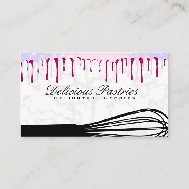 Tarjeta De Visita Whisk | Purpurina Bokeh Drip (Anverso)