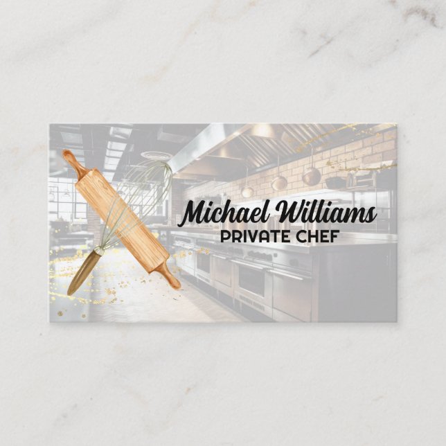 Tarjeta De Visita Whisk Rolling Pin | Baking Restaurant Kitchen (Anverso)