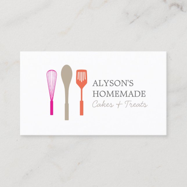 Tarjeta De Visita WHISK SPOON SPATULA LOGO III para panadería, resta (Anverso)