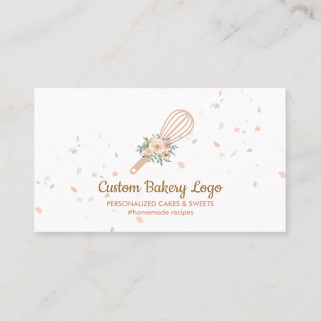 Tarjeta De Visita Whisk Stars Elegant Bakery (Anverso)